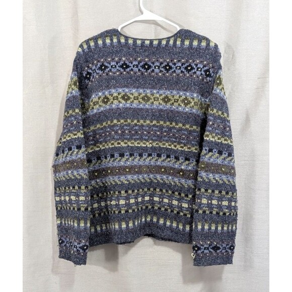 Croft & Barrows Women's Cardigan Blue Multicolor Fair Isle Sweater Size 1XL Boho - Picture 2 of 16